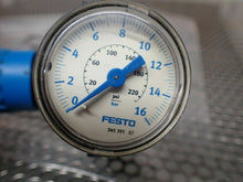 Load image into Gallery viewer, Festo LR-1/4-D-MINI-N &amp; LR-D-MINI Regulator With Gauge 0-16bar 0-220PSI Used
