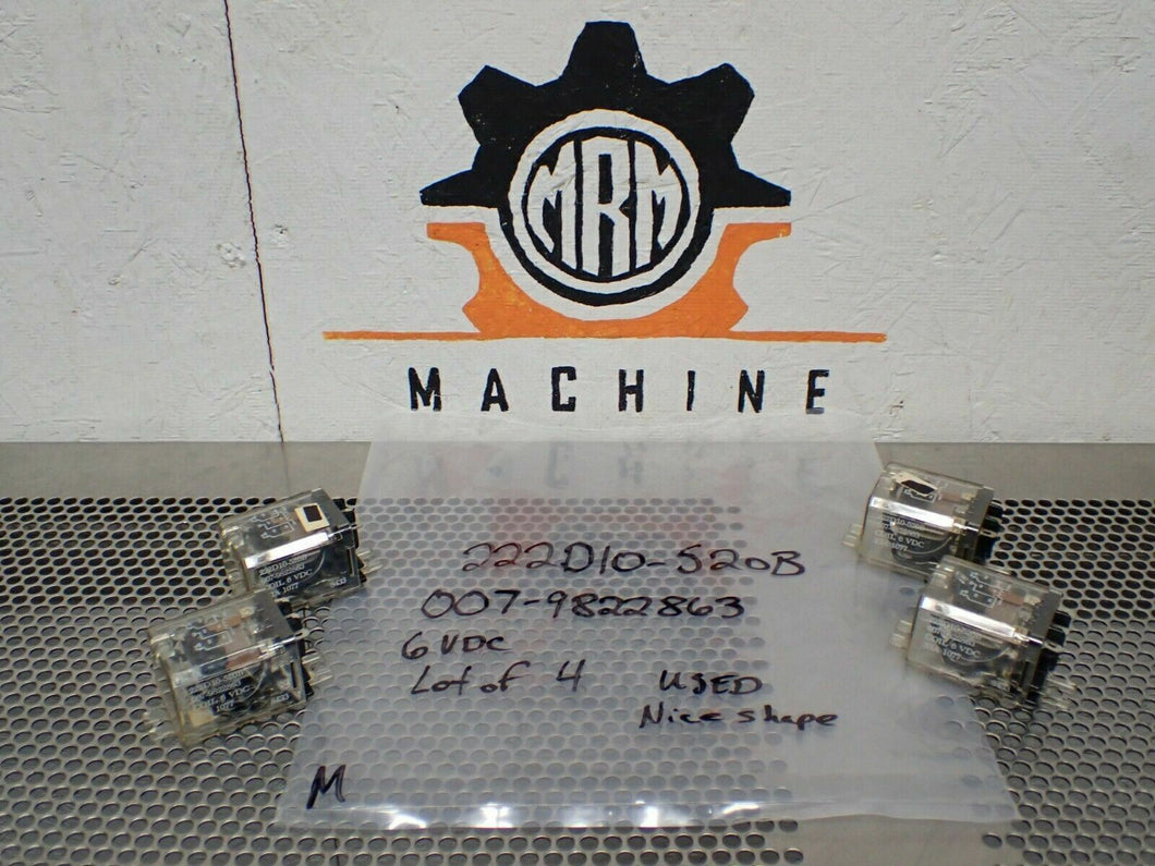 222D10-520B 007-9822863 Relays 6VDC 6 Blade Used With Warranty (Lot of 4)