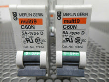 Load image into Gallery viewer, Merlin Gerin 17424 C60N 5A Type D (4) Circuit Breakers 277V Used With Warranty
