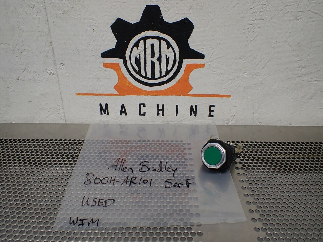 Allen Bradley 800H-AR101 Ser F Green Pushbutton Switch Used With Warranty