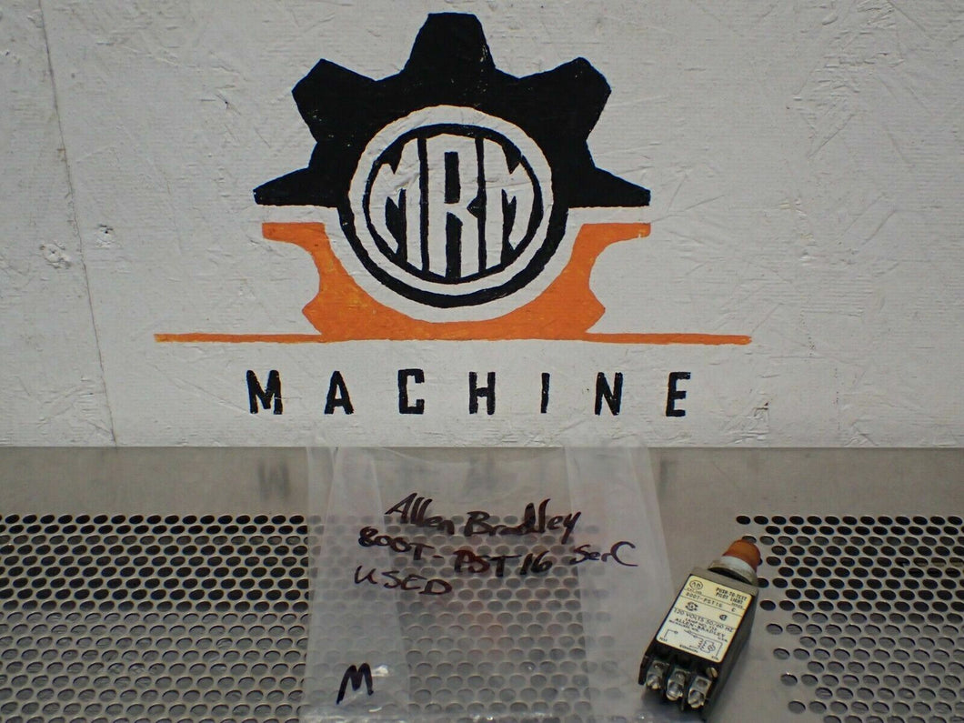 Allen Bradley 800T-PST16 Ser C Amber Lens Pilot Light 120V 50/60Hz Used Warranty