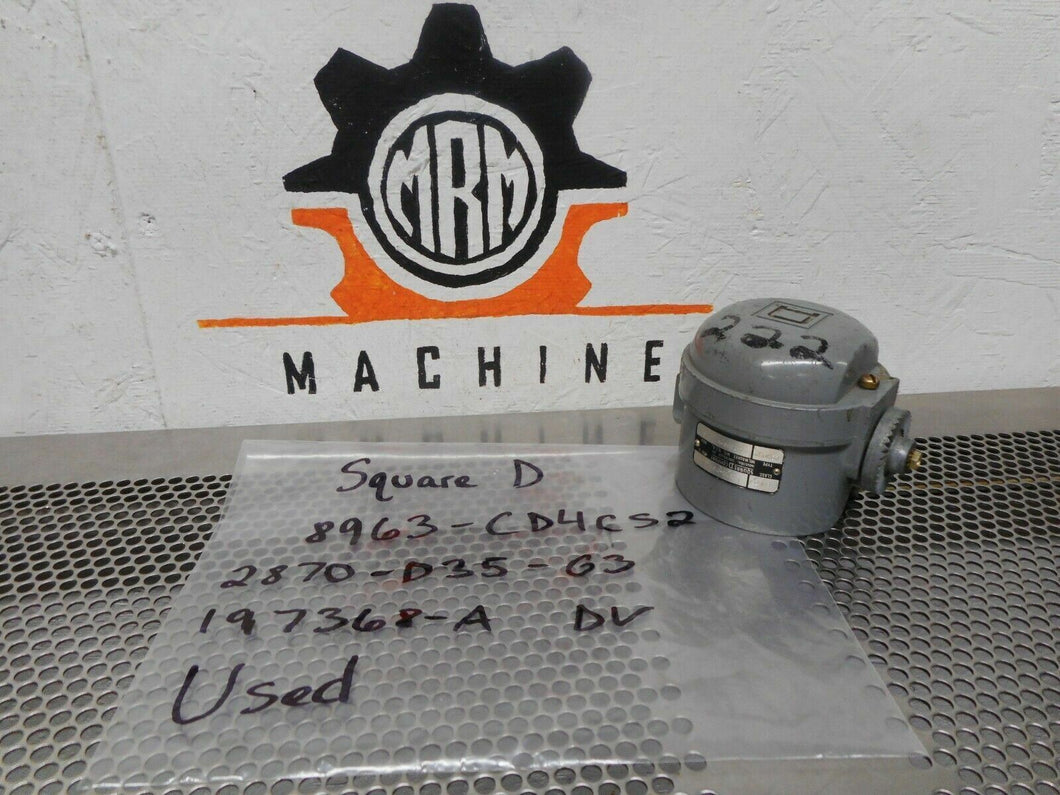 Square D 8963-CD4CS2 2870-D35-G3 Master Switch 197368-A DV Used With Warranty