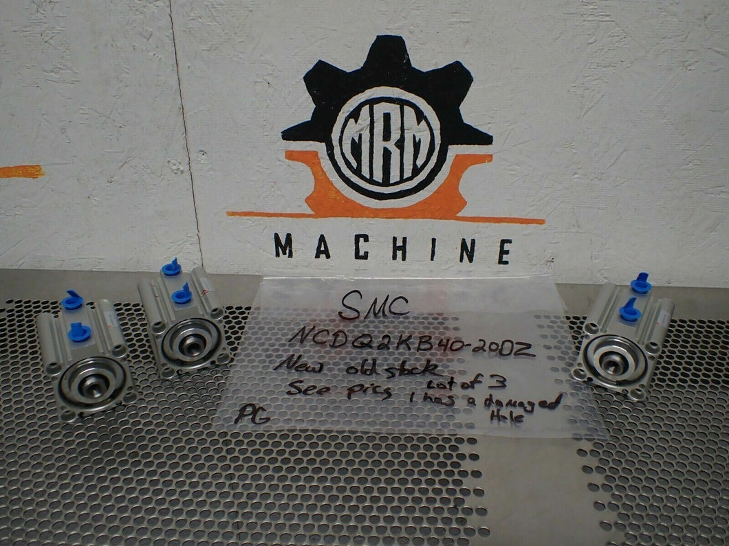 SMC NCDQ2KB40-20DZ Pneumatic Cylinders 145PSI New Old Stock (Lot of 3) See Pics