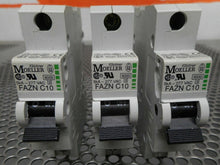 Load image into Gallery viewer, Klockner Moeller FAZN-C10 Circuit Breaker 10A 5kA 277VAC 1 Pole Used (Lot of 3)
