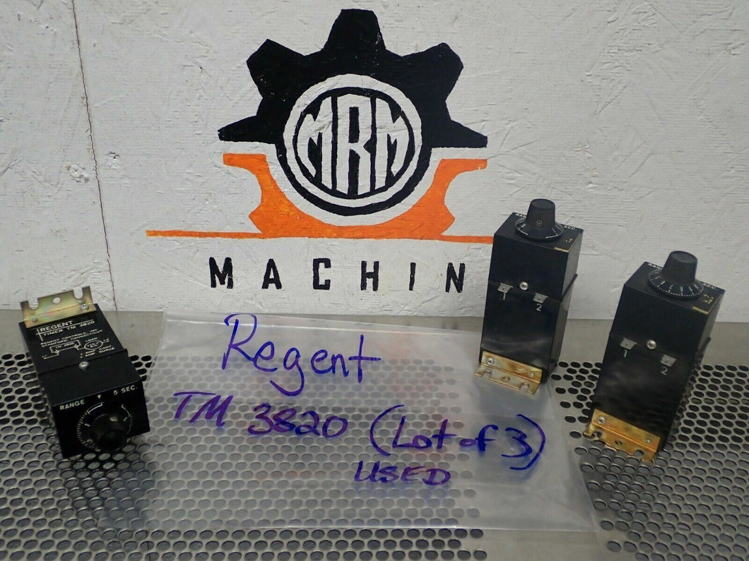 Regent TM 3820 Timer Units 115VAC 5 Sec. Range Used With Warranty (Lot of 3)