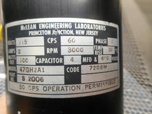 Load image into Gallery viewer, McLEAN Engineering S 2006 Model 47GH2A1 Motor 115V 60CPS 1Ph 2A 3000RPM New OS
