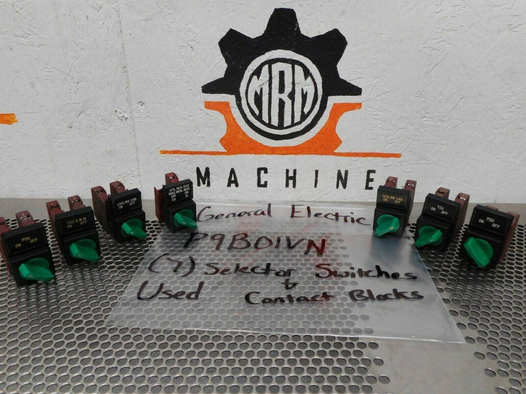 General Electric P9B01VN Contact Blocks With Selector Switches Used (Lot of 7)