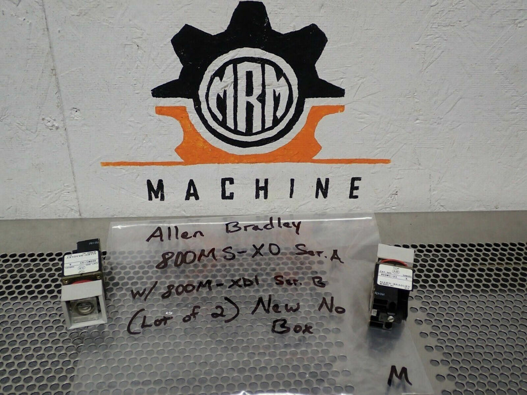 Allen Bradley 800MS-X0 Ser A Pushbuttons W/ 800M-XD1 Ser B No Caps (Lot of 2)