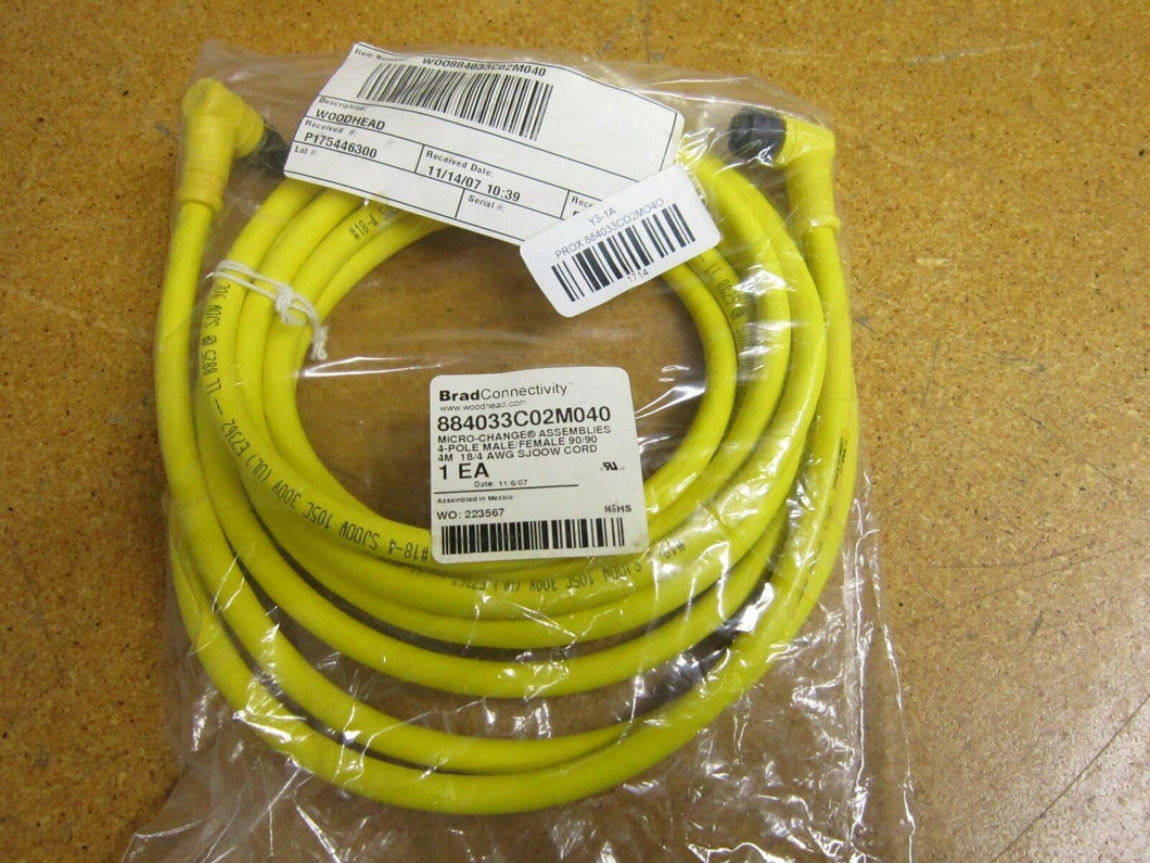 Brad Connectivity 884033C02M040 Micro Change 4P Male/Female 90/90 4M New