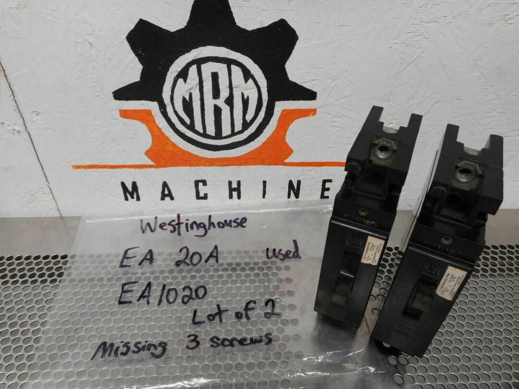 Westinghouse EA1020 Circuit Breaker 20A 1Pole 120V Used With Warranty (Lot of 2)