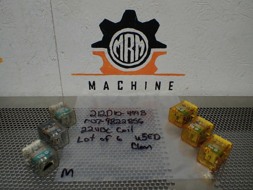 212D10-499B 007-9822856 Relays 22VDC Coil Used With Warranty (Lot of 6) See Pics