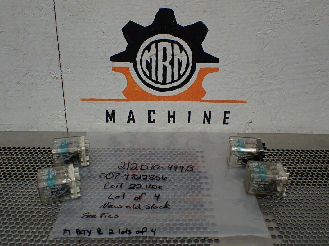 212D10-499B Relays 22VDC Coils New Old Stock (Lot of 4) See All Pictures