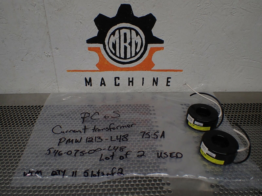PC&S PMW1213-L48 546-075-00-L48 Current Transformer 75:5A Used (Lot of 2)