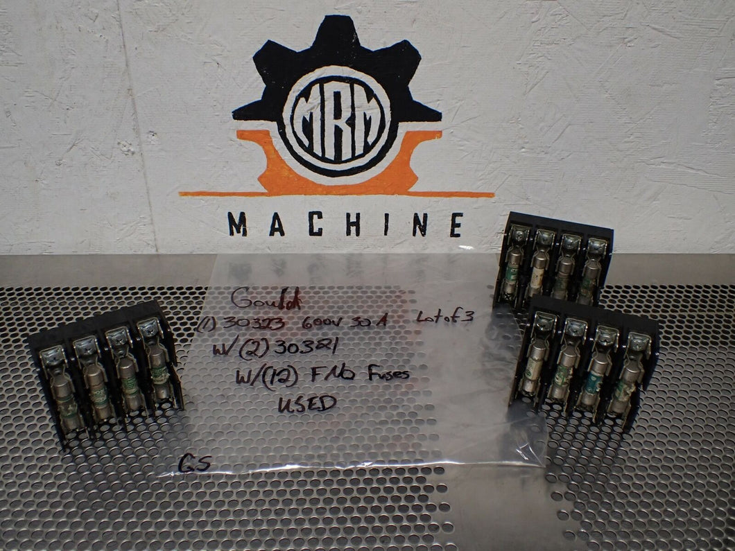 Gould (1) 30323 (2) 30321 30A 600V Fuse Holders (12) CC-Tron FNQ Fuses See Pics