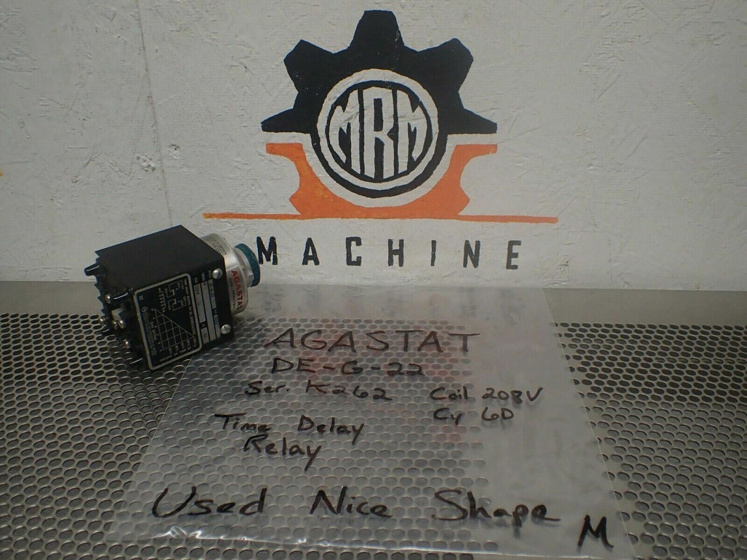AGASTAT DE-G-22 Ser. K262 Time Delay Relay 208V 60Cy Coil Used With Warranty