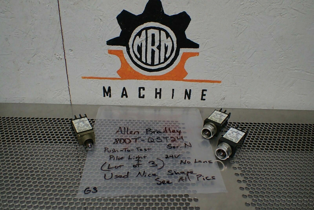 Allen Bradley 800T-QST24 Ser N Push-To-Test Pilot Light 24V No Lens (Lot of 3)