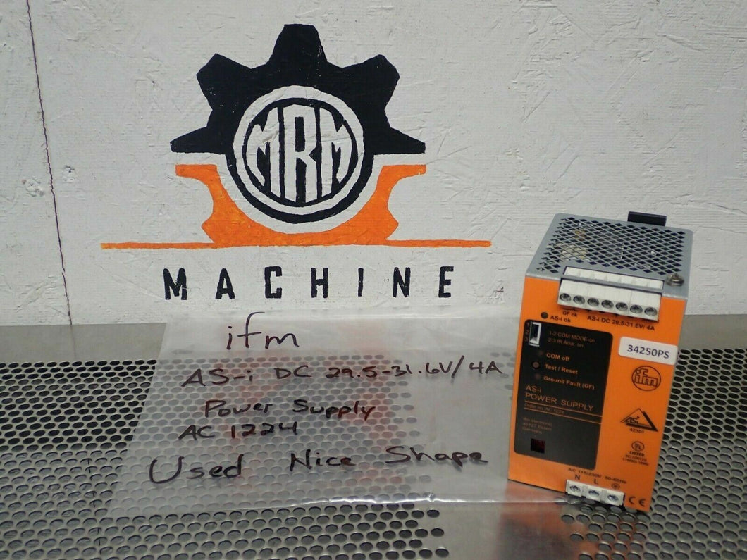 IFM AS-i DC 29.5-31.6V/4A Power Supply AC1224 Used With Warranty