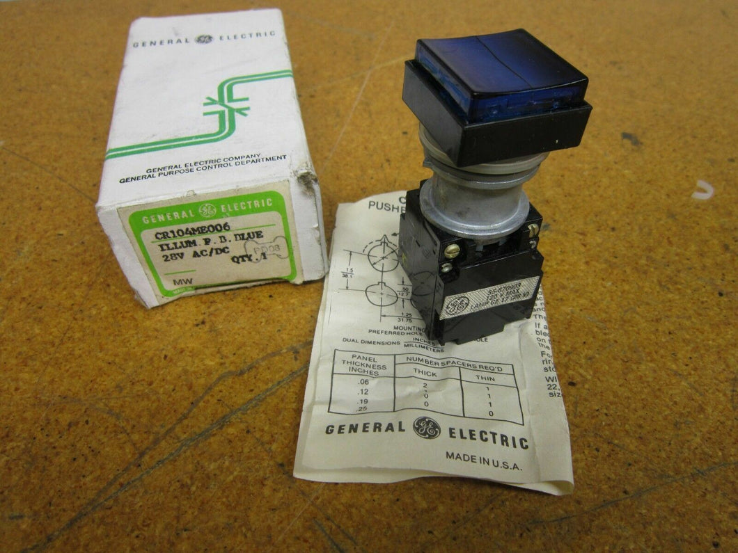General Electric CR104ME006 Illumination Pushbutton Blue 28V AC/DC NEW