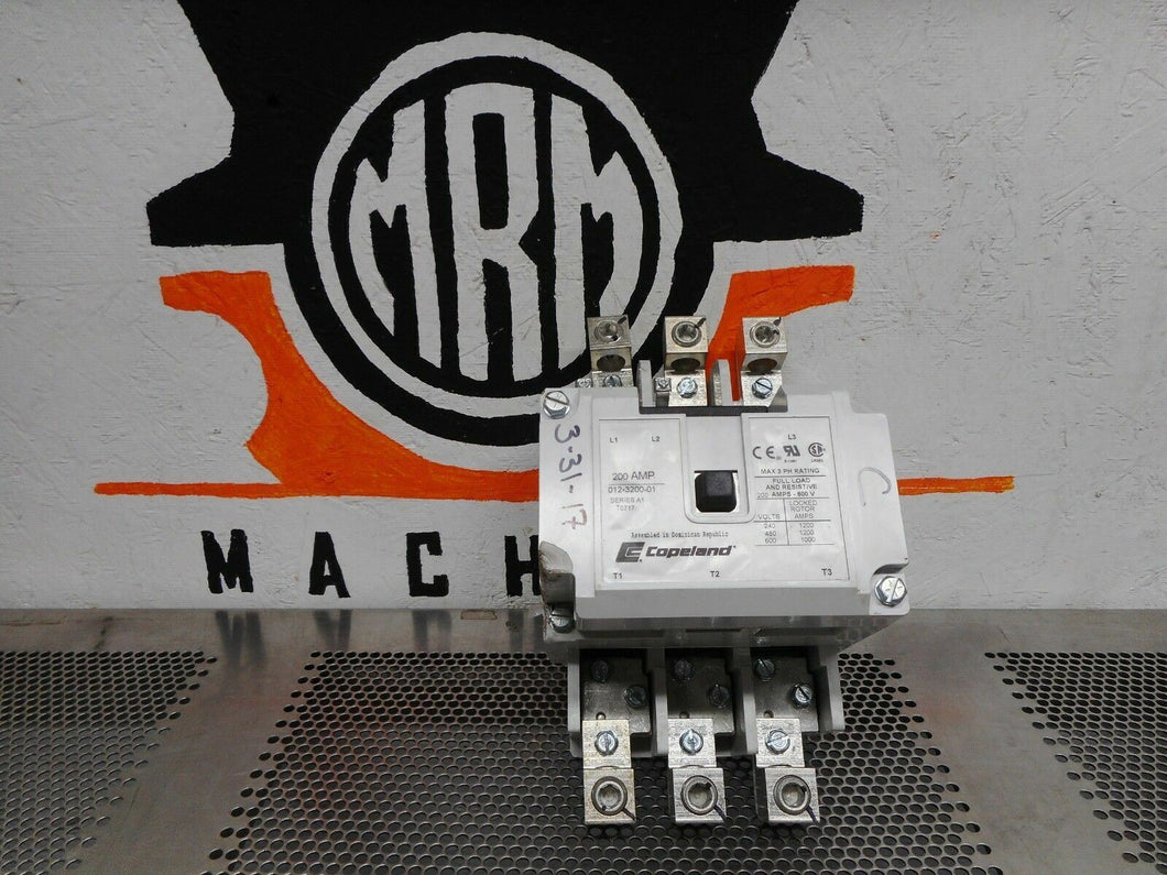 Copeland 012-3200-01 Ser A1 Contactor 200Amp 600V 9-1897-1 Coil 110/120V 50/60Hz