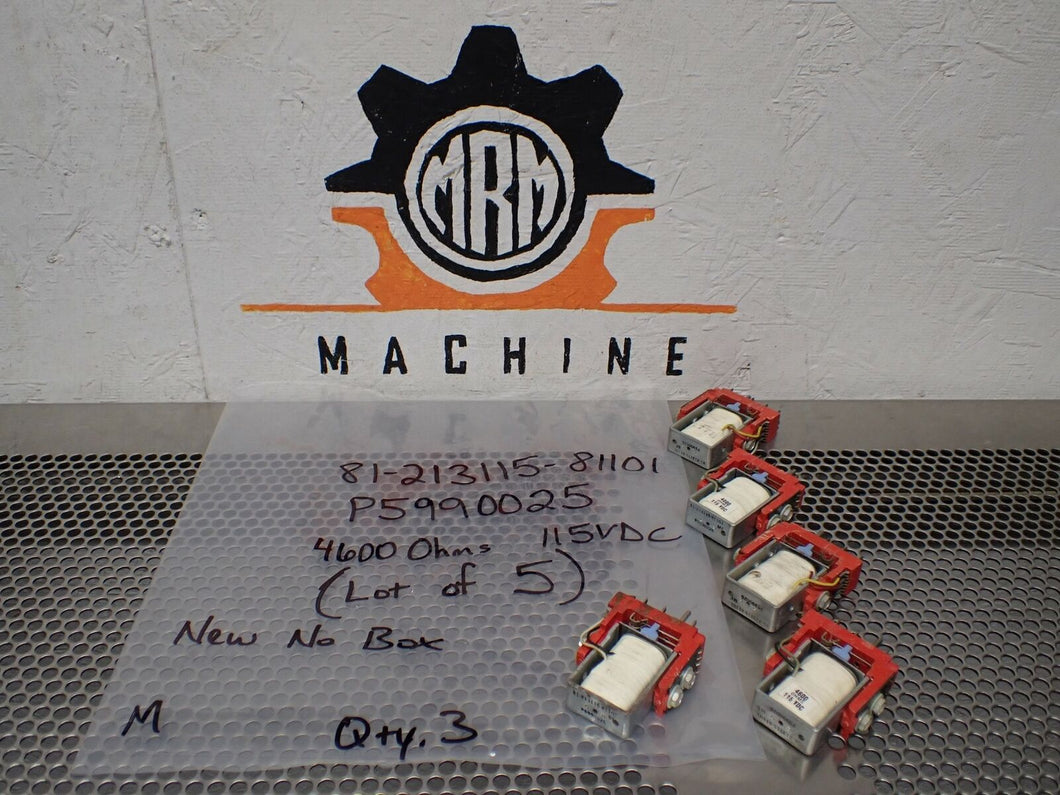 81-213115-81101 P5990025 Relays 4600Ohms 115VDC New No Box (Lot of 5)
