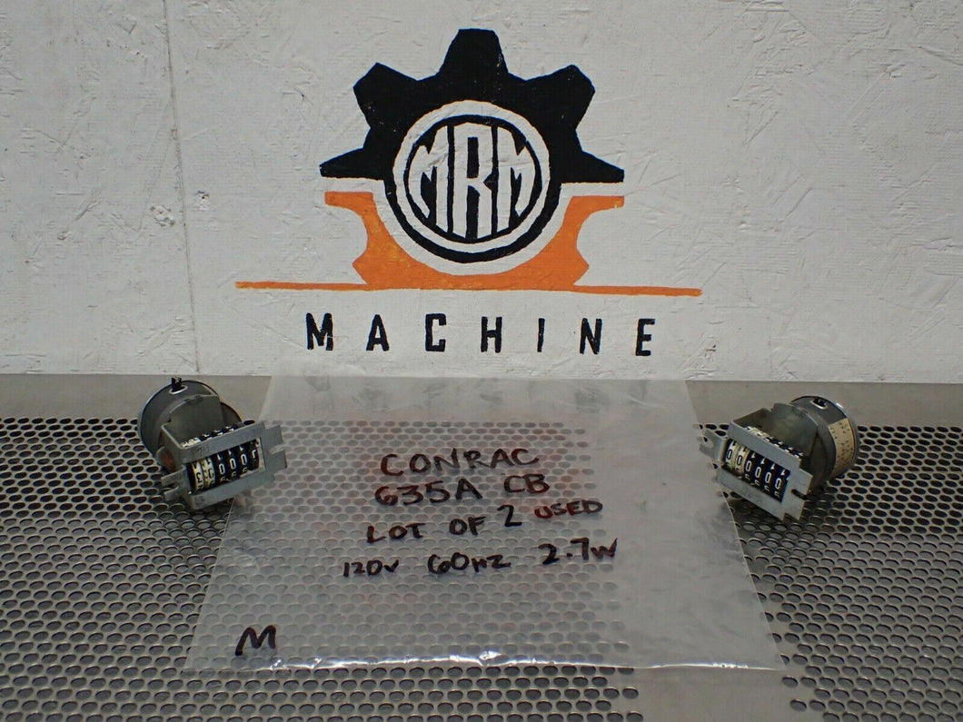 CONRAC 635A CB 360005A 120V 60Hz Type 117 J15AAB29 Motor 1/2RPM Used (Lot of 2)