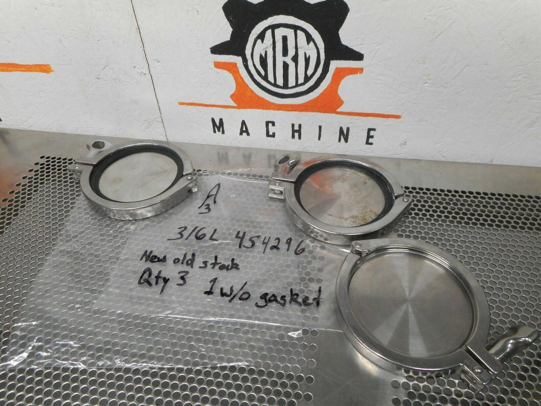 316L 454296 Stainless Steel End Caps With Clamps New Old Stock (Lot of 3)