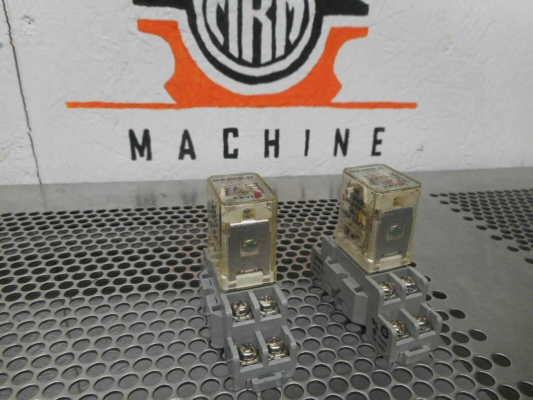 Square D 8501-RSD42M1P14V53 Ser B DC24V Relays Idec SH2B-05 Bases (Lot of 2)