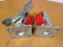 Load image into Gallery viewer, 4&quot; Swivel Casters 2&quot; Wide 1/2&quot; Thick One With Break 4-1/2&quot; X 4&quot; Top Plates New
