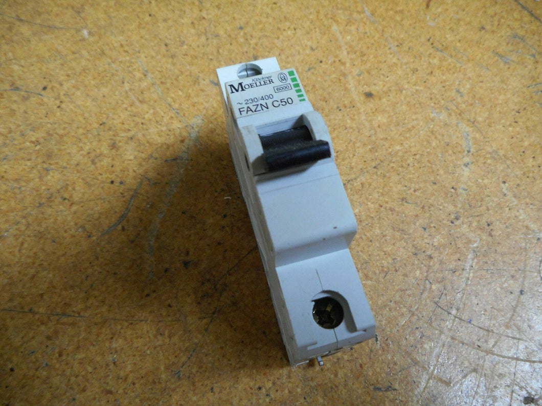 Klockner Moeller FAZN-C50 Circuit Breakers 5kA 50A 277VAC Used