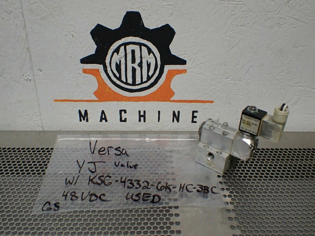 Versa Valves Solenoid Valve With KSG-4332-6K-HC-3BC-48VDC Solenoid Used Warranty