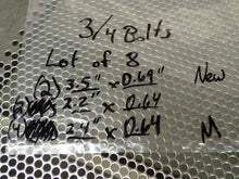 Load image into Gallery viewer, 3/4 Bolts (2) 3.5&quot; x 0.69&quot; (2) 2.2&quot; x 0.64&quot; (4) 2.4&quot; x 0.64&quot; New Old Stock
