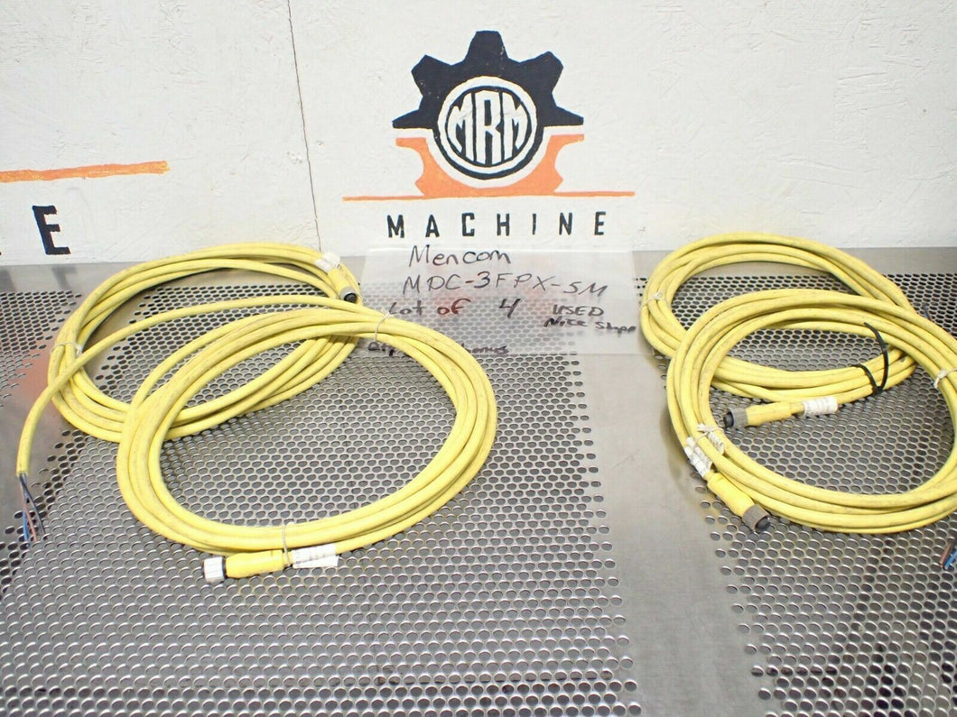 Mencom MDC-3FPX-5M 4A 300V Sensor Connector Cable 5M Long Used (Lot of 4)