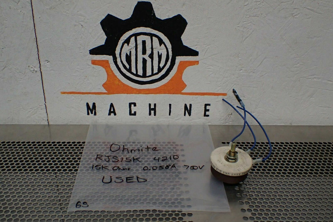 Ohmite RJS15K 4210 Potentiometer 15K Ohms 0.058A 750V Used With Warranty
