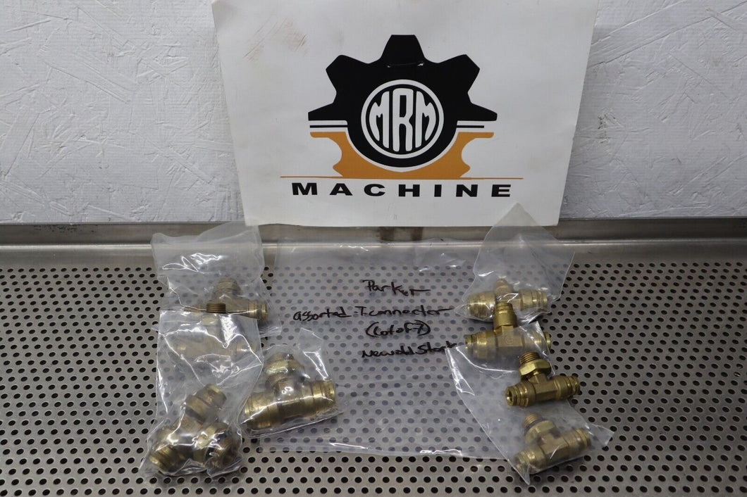 Parker Miscellaneous Brass Tee Connector Fittings New (Lot of 7) See All Pics