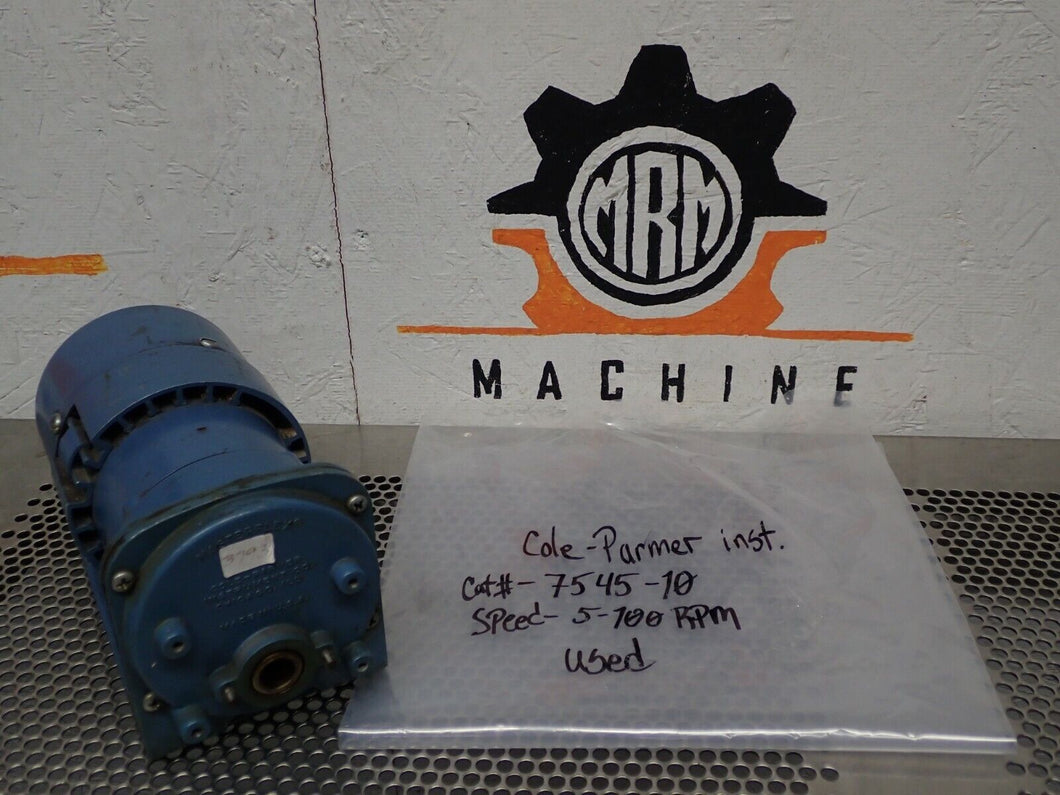 Cole Parmer 7545-10 Speed Drive 5-100RPM 115VDC Used With Warranty See All Pics