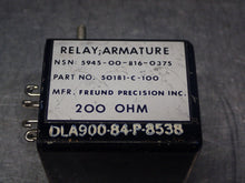 Load image into Gallery viewer, MFR. FREUND PRECISION 50181-C-100 5945-00-816-0375 Relay Armature 200OHM 28VDC
