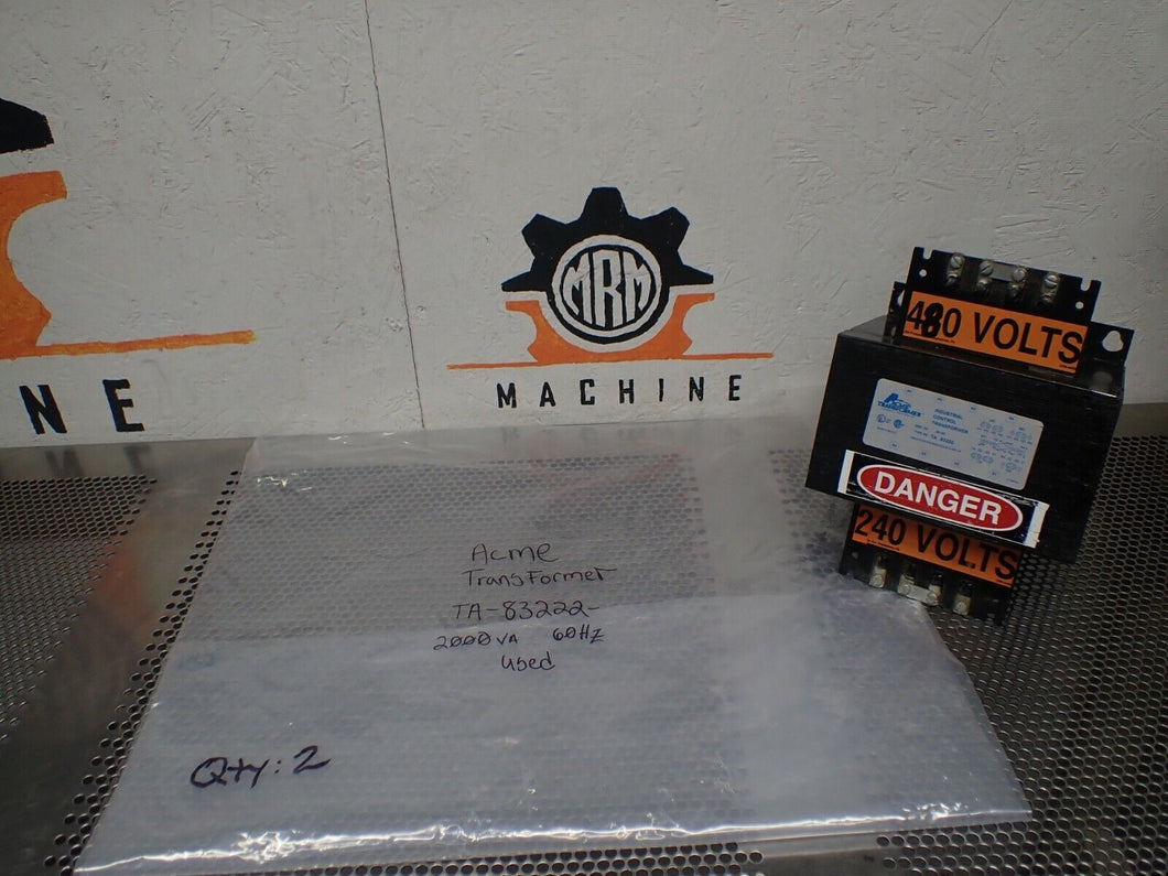ACME TA-83222 2000VA 60Hz Industrial Control Transformer Used With Warranty