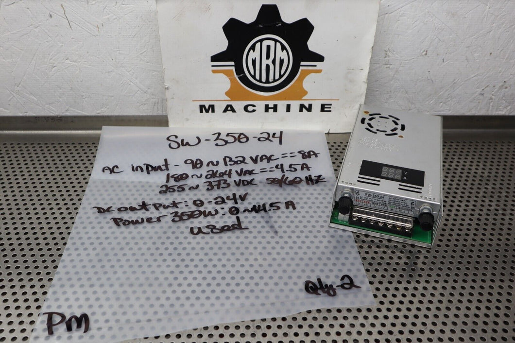 MEAN WELL SW-350-24 Power Supply 90-132VAC 180-264VAC 355-373VDC Used Warranty