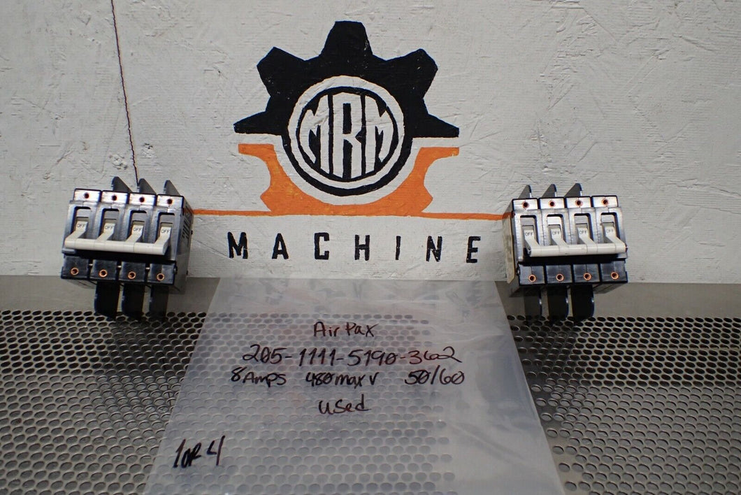Airpax 205-1111-5190-362 Circuit Breakers 8A 480V 50/60Hz Used (Lot of 2)