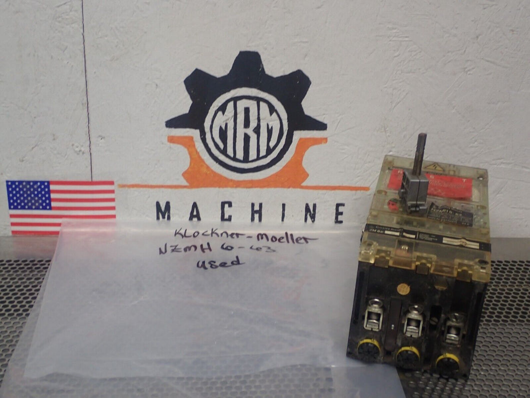 Klockner NZMH6-63 Circuit Breaker 63A 600VAC ZM6a-40-NA No Handle Used Warranty