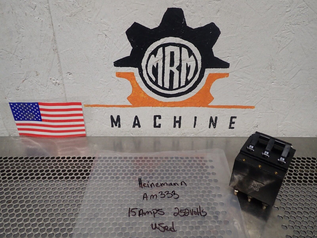 Heinemann AM333 15A 250VAC 50/60Cy Cur. 4 Circuit Breaker 3-Pole Used Warranty