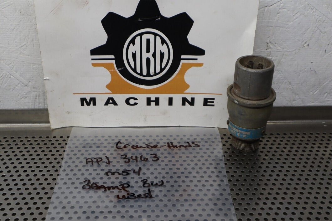 Crouse-Hinds ARKTITE Model M54 APJ 3463 Plug 30A 3W 4P 250VDC 600VAC Used