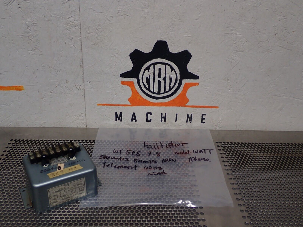 Scientific Columbus WT5C5-7-8 Haltiplier 500Watts 5A 120V 1PH 1 Element Used