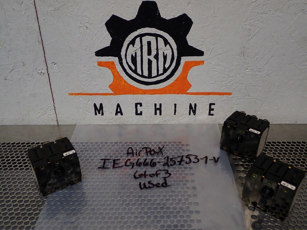 Airpax IEG666-25753-1-V Circuit Breakers 3 Pole Used (Lot of 3) See All Pictures