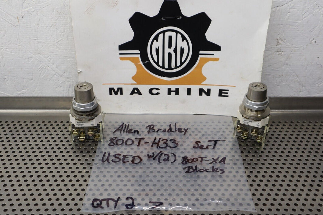 Allen Bradley 800T-H33 Ser T Keyed Selector Switches Used W/ Warranty (No Keys)