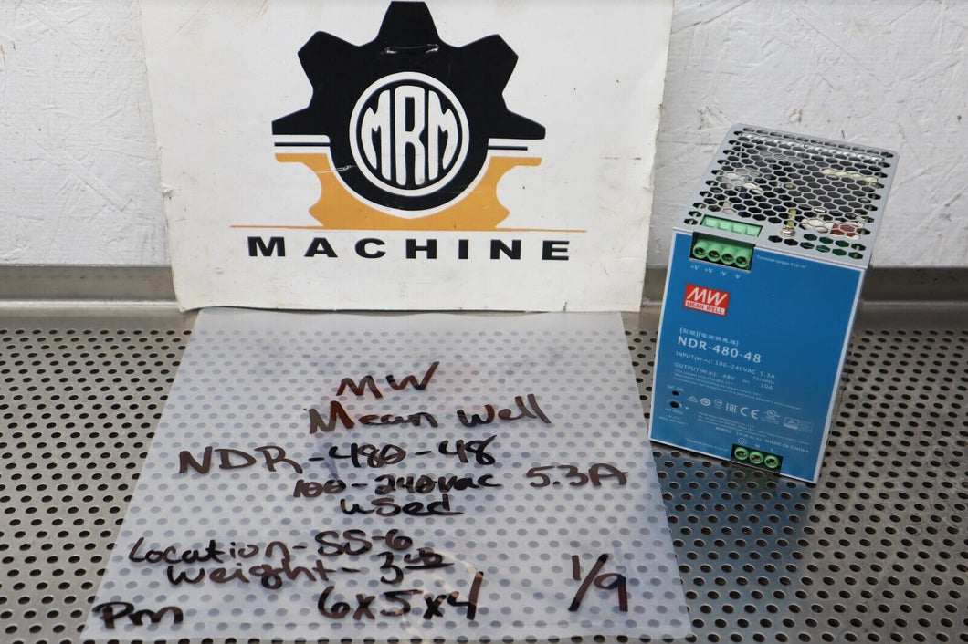 MEAN WELL NDR-480-48 100-240VAC 5.3A 50/60Hz Power Supply Used With Warranty