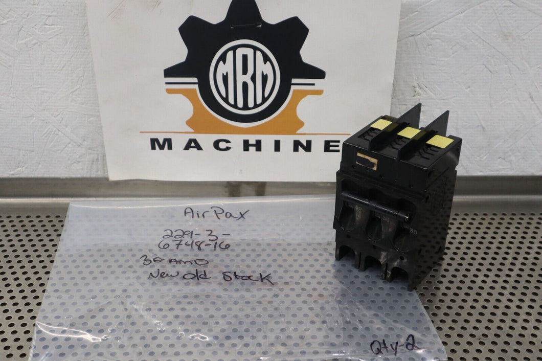 Airpax 229-3-6748-16 Circuit Breaker 30A 3-Pole New Old Stock See All Pictures