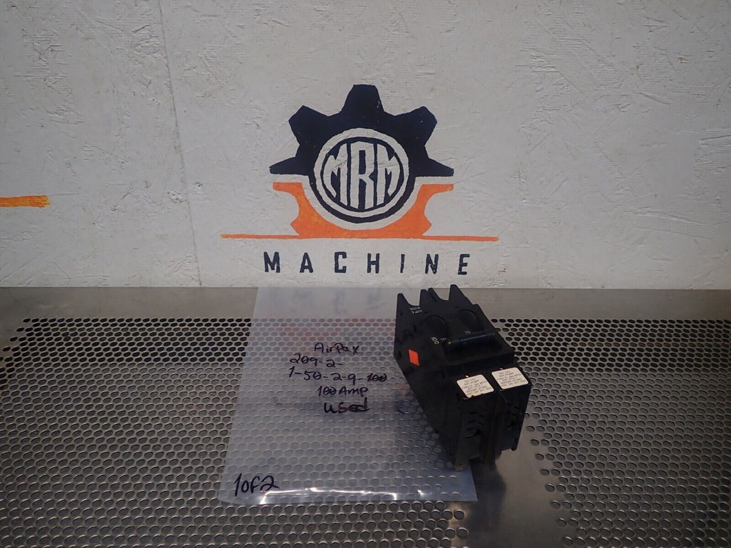 Airpax 209-2-1-50-2-9-100 100Amp Circuit Breaker 2 Pole 240VAC Used W/ Warranty
