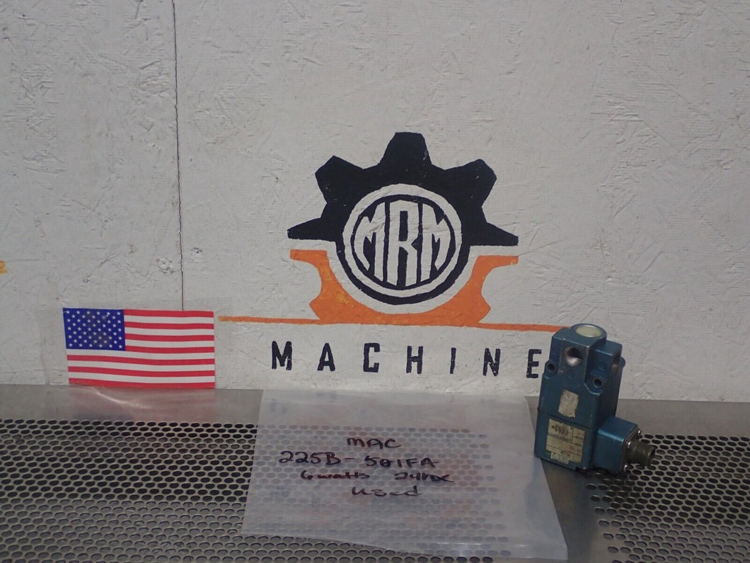 Mac Valves 225B-501FA Solenoid Valve 24VDC 6Watts Used With Warranty