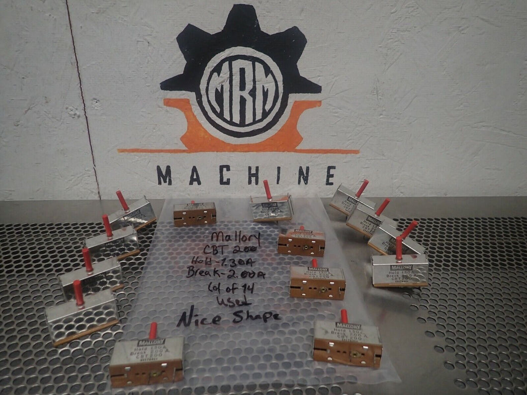 Mallory CBT 200 Circuit Breakers 1.3A Hold 2.00A Break Used Warranty (Lot of 14)